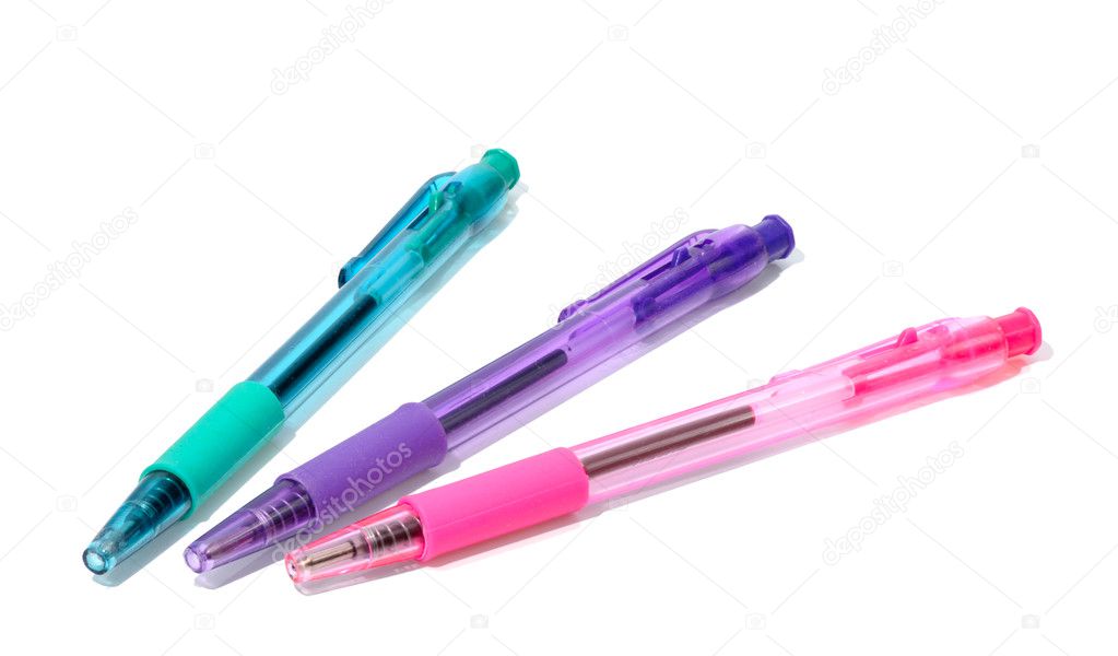 Multicolored transparent pens Stock Photo by ©vblinov 2303218